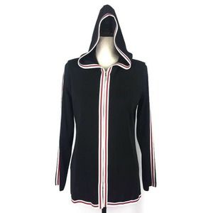 Exclusively Misook Black Hooded Zip Up Sweater